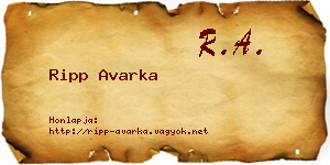 Ripp Avarka névjegykártya